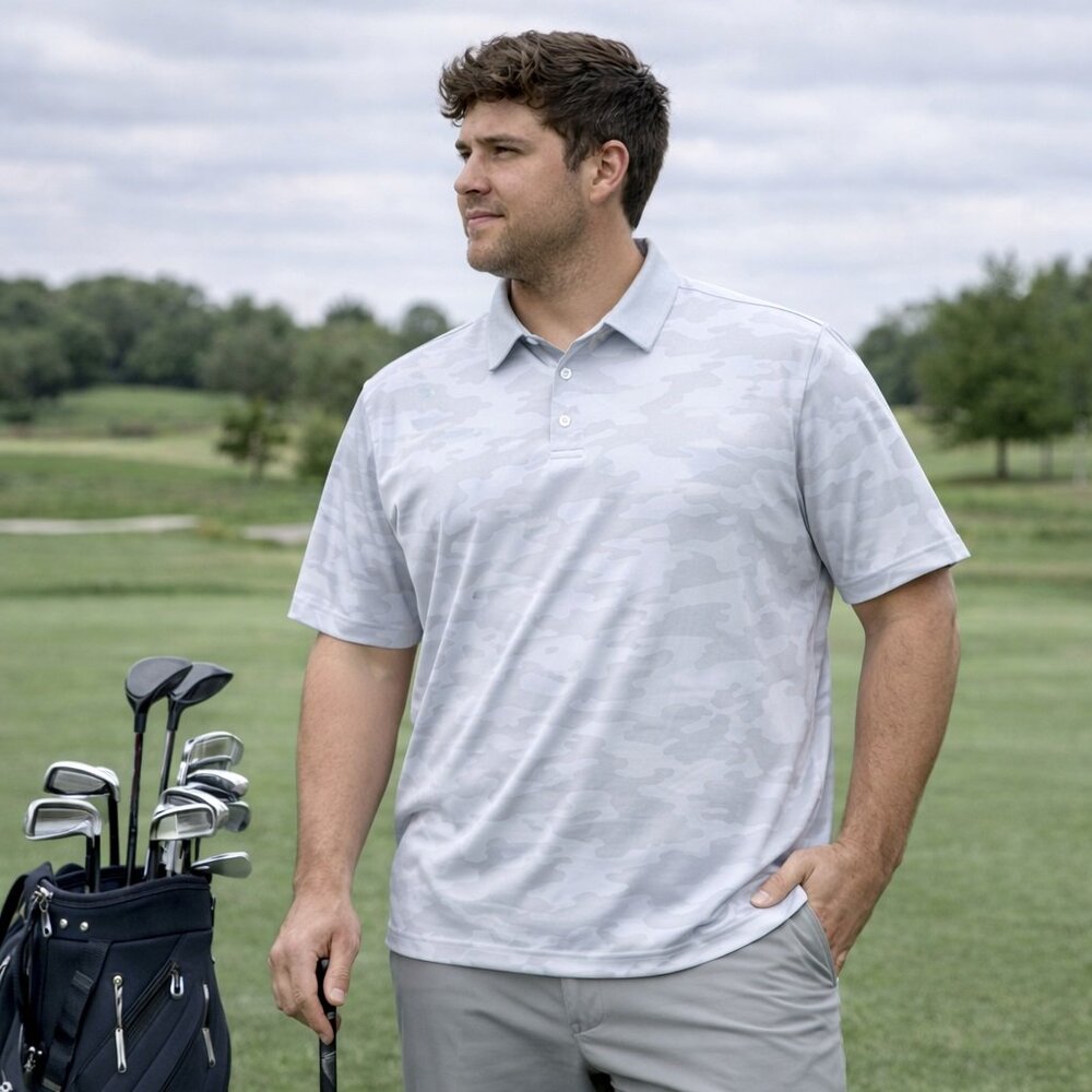 Ben Hogan Performance Gray Camouflage Golf Polo | Athletic Shirt